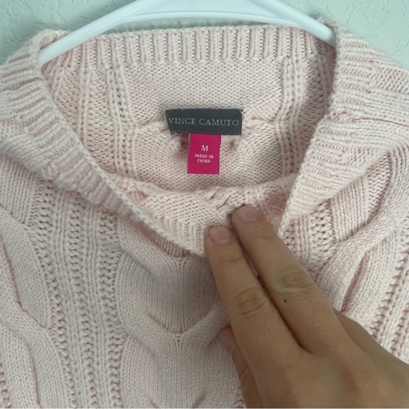 Vince Camuto Pink Knit Women's Pullover Sweater3/4 Sleeve High Sleeve Medium - Picture 7 of 10